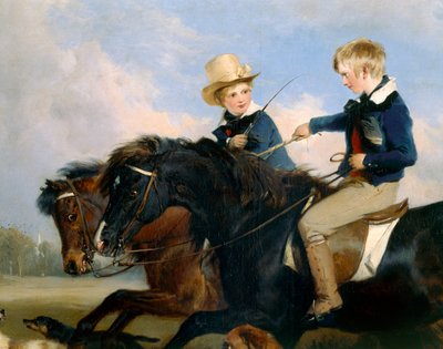 ホン E. S. ラッセルと彼の兄弟 (369434 の詳細) (パネルに油彩) 作： Edwin Landseer