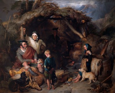 違法なハイランドウイスキースティル、1829年頃（パネルに油彩） 作： Edwin Landseer