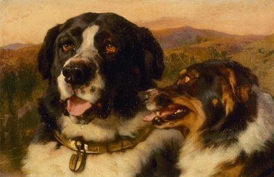 トゥワ・ドッグス（キャンバスに油彩） 作： Edwin Landseer