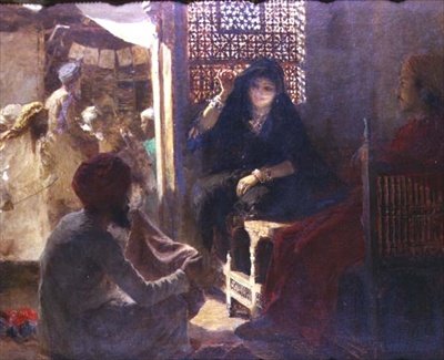 バザールでの布選び 作： Edwin Lord Weeks