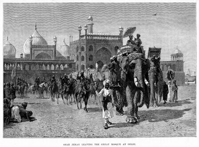 19世紀にデリーのグレートモスクを去ったシャージェハン。 作： Edwin Lord Weeks