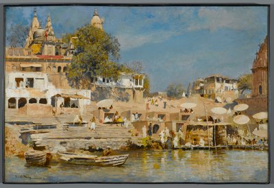 ベナレスの寺院と入浴ガート、1883-85年 作： Edwin Lord Weeks