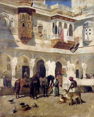 狩りを始めるラジャ、1885年頃（キャンバスに油彩） 作： Edwin Lord Weeks