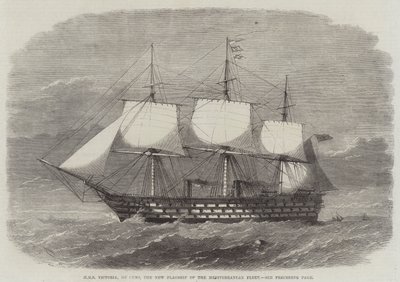 HMSビクトリア、102銃、地中海艦隊の新しい旗艦 作： Edwin Weedon