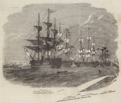 ライドオフの係留所にあるガンボートフロティラのHM師団艦 作： Edwin Weedon
