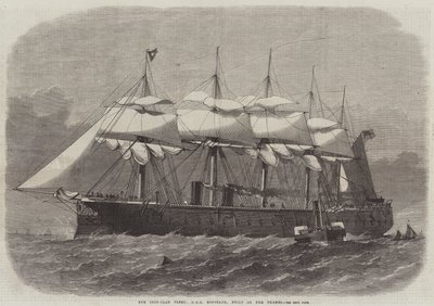 テムズ川を拠点とする鉄製艦隊、HMSミノタウロス 作： Edwin Weedon