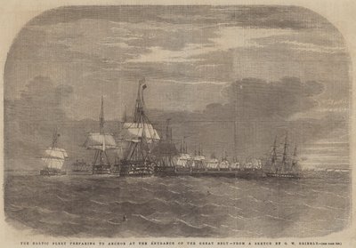 グレートベルトの入り口に停泊する準備をしているバルト海の艦隊 作： Edwin Weedon