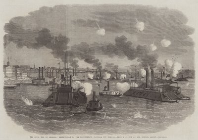 アメリカ南北戦争、メンフィス沖の南軍南軍の破壊 作： Edwin Weedon