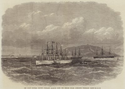 イギリス領インド海底の電信ケーブルでポートランド港を離れる大東洋 作： Edwin Weedon