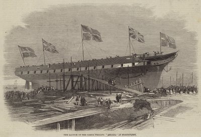 ノースフリートでのギリシャのフリゲート艦アマリアの進水 作： Edwin Weedon