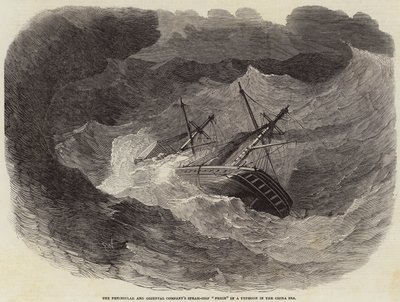 ペニンシュラアンドオリエンタルカンパニーの台風によるシナ海の蒸気船北京 作： Edwin Weedon