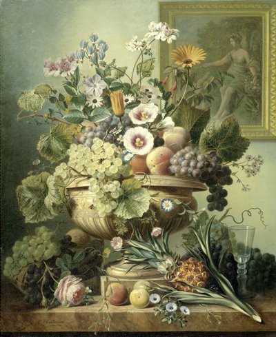 花と果物のある静物 作： Eelke Jelles Eelkema