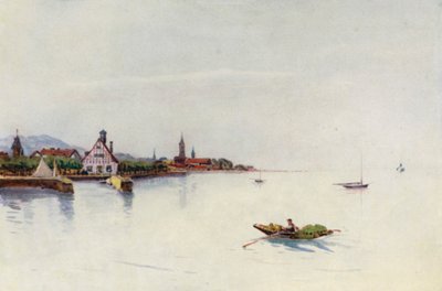 ライン川：ブレゲンツ、ボーデン湖、コンスタンツ湖（カラーリトグラフ） 作： Effie Jardine