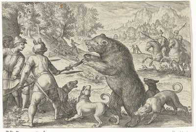 クマ狩りのある風景 狩りの情景（シリーズタイトル） Icones Venantum Species Varias Representantes (シリーズタイトル) 作： Egbert Jansz.