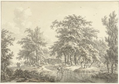 数グループの人物がいる樹木が茂った風景 作： Egbert van Drielst