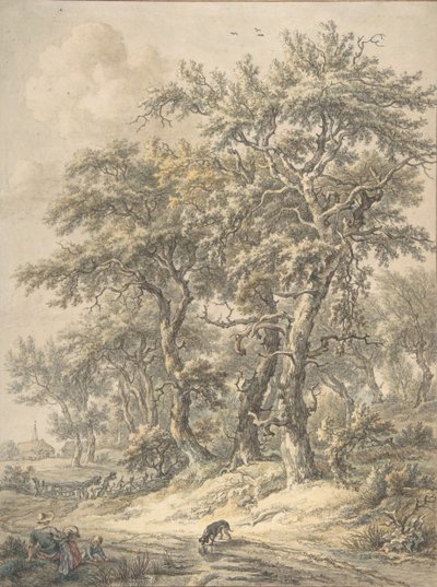 道路のそばに座る女性と子供、1760～1818年。 作： Egbert van Drielst