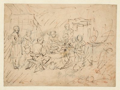 農民の家族が食事をしているインテリア 作： Egbert van Heemskerck (I)