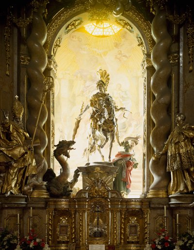 聖ゲオルギウスとドラゴン 建築家コスマス・ダミアン・アサム（1686-1739）とエギド・クイリン・アサム（1692-1750）による聖ゲオルギウスとマーティンの教会。1716-1751年 ドイツ、ウェルテンブルク 作： Egid Quirin Asam