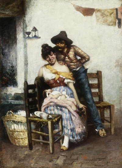 幸せな家族、1860 作： Egisto Lancerotto