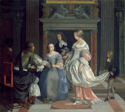 カードに興じる紳士淑女のいる室内》1660年代半ば、油彩・カンヴァス 作： Eglon Hendrick van der Neer