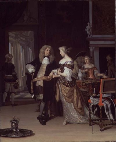 インテリアのフィギュア、1678 作： Eglon van der Neer