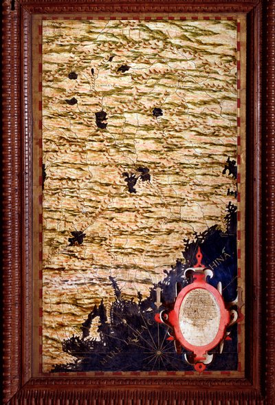 エグナツィオ・ダンティ（1536-1586）が作成した中国地図。1567年頃。フィレンツェ、ヴェッキオ宮殿、マッパモンドの部屋（Sala del Mappamondo 作： Egnazio Danti