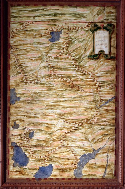 ペルーの地図 エグナツィオ・ダンティ（1536-1586）という数学者、宇宙学者、イタリア人建築家が作った地図。1567年頃。フィレンツェ、ヴェッキオ宮殿、マッパモンドの部屋（Sala del Mappamondo 作： Egnazio Danti