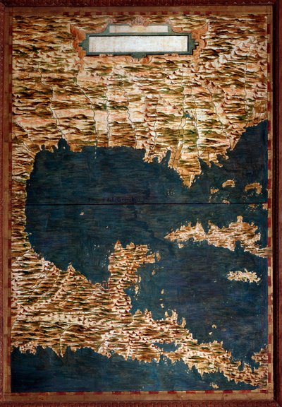 メキシコ、キューバ、フロリダ、ジャマイカ エグナツィオ・ダンティ（1536-1586）という数学者、宇宙学者、イタリア人建築家が作った地図。1567年頃。フィレンツェ、ヴェッキオ宮殿、マッパモンドの部屋（Sala del Mappamondo 作： Egnazio Danti