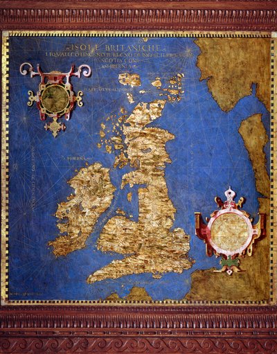 エグナツィオ・ダンティ（1536-1586）によるイギリス諸島の地図。1567年頃フィレンツェ、ヴェッキオ宮殿、マッパモンドの部屋（Sala del Mappamondo 作： Egnazio Danti