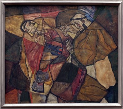苦悩。エゴン・シーレ（1890-1918）の絵画、1912年の油彩・キャンバス。オーストリア美術、20世紀。Neue Pinakothek, Munich (ドイツ). 作： Egon Schiele