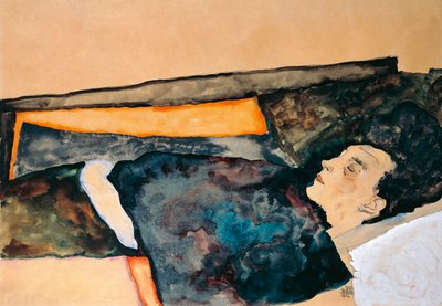 作家の母の睡眠（鉛筆・水彩 作： Egon Schiele