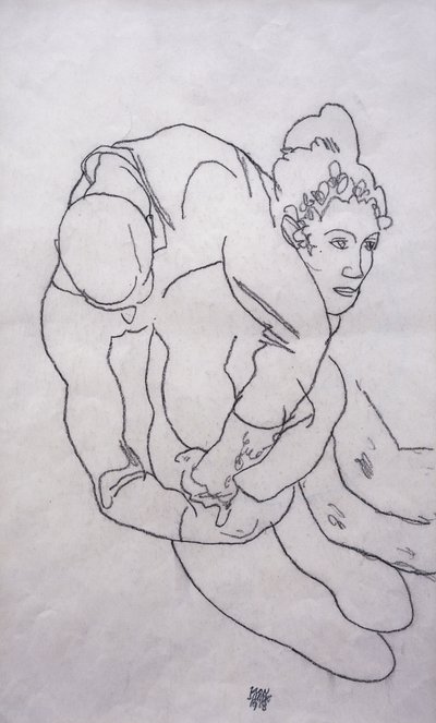 抱擁されている;ウマルメンデ、1918 作： Egon Schiele
