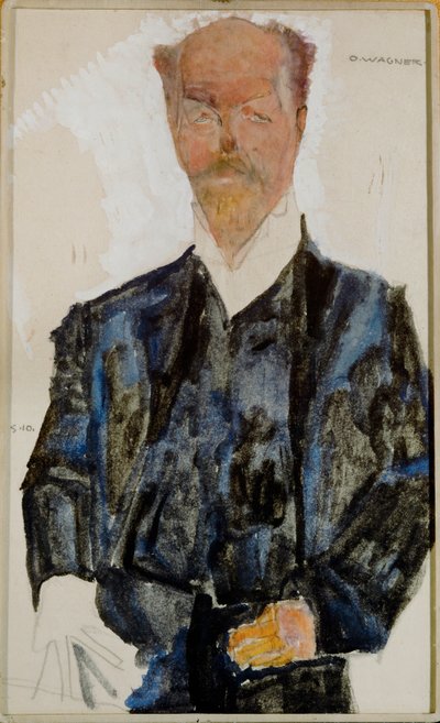 ビルドニス・オットー・ワグナー 水彩と鉛筆に白の盛り上げ... (水彩と鉛筆) 作： Egon Schiele