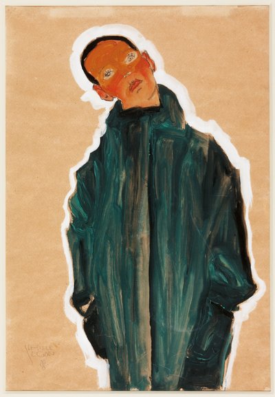 グリーンコートを着た少年、1910年 作： Egon Schiele