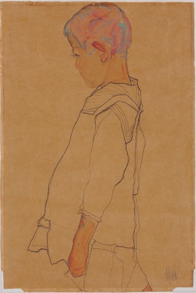 左向きのプロファイルの子 作： Egon Schiele