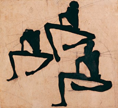 3人の裸の男性による構成 - 3人の男性の裸体による構成 - エゴン・シーレ作（1890-1918）、紙にインク 作： Egon Schiele