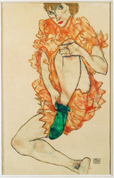 緑のストッキング（ガッシュと鉛筆） 作： Egon Schiele
