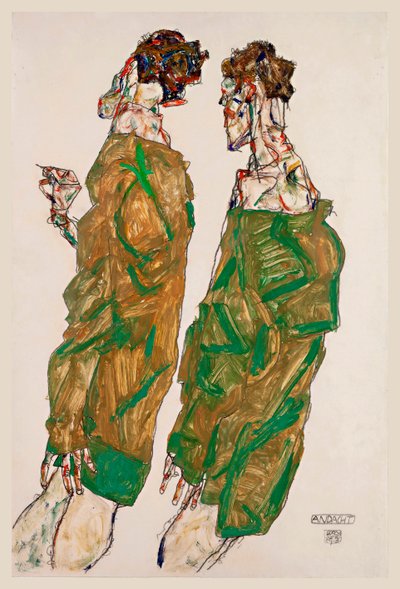 献身 - エゴン・シーレ (1890-1918) の作品、紙にグワッシュ 作： Egon Schiele