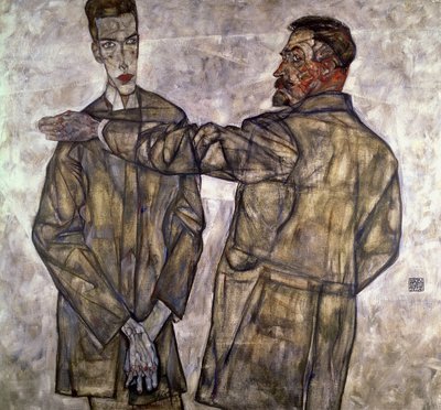オットーとハインリッヒベネシュの二重肖像、1913 作： Egon Schiele