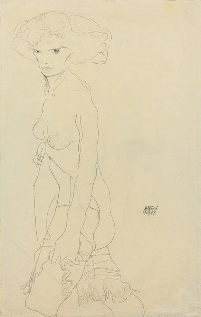 女性ヌード;マドケナクト、1911 作： Egon Schiele