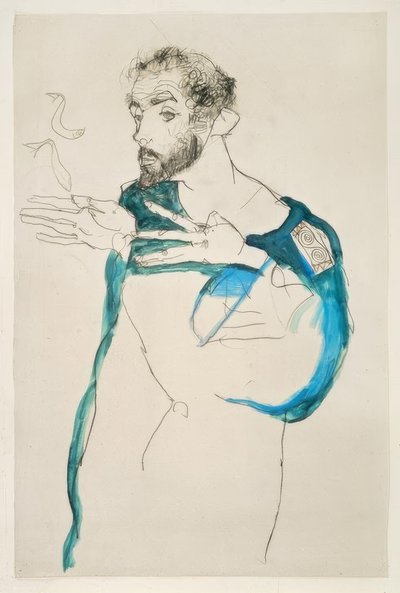 青い作品スモックのグスタフ・クリムト 作： Egon Schiele