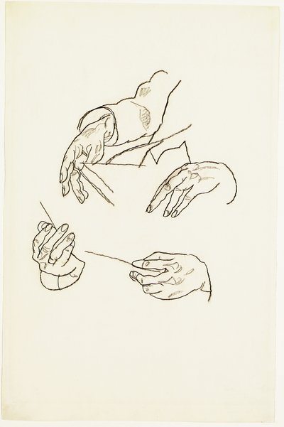 手、ヒューゴ・コラー博士の肖像画の研究（紙にチョークで書く） 作： Egon Schiele