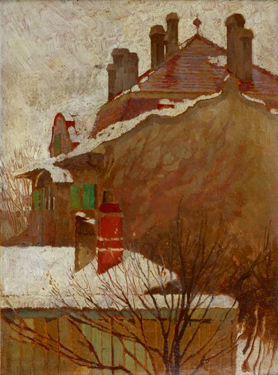 冬の家 スタジオからの眺め、1907-1908。 作： Egon Schiele