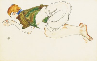 ひざまずく女性、1912 作： Egon Schiele