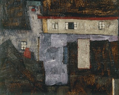 ヴルタヴァ川沿いのクルマウとモルダウ・クルムロフ、...（油彩・キャンバス） 作： Egon Schiele