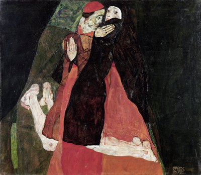 「枢機卿と修道女」 エゴン・シーレ (1890-1918) 画 1912年 レオポルド美術館、ウィーン 作： Egon Schiele