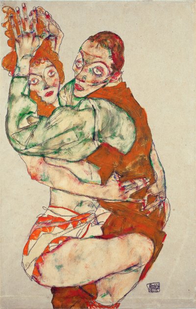 性行為 - シーレ、エゴン (1890-1918) - 1915 - 黒チョーク、グワッシュ、紙 - 49,6x31,7 - レオポルド美術館、ウィーン 作： Egon Schiele