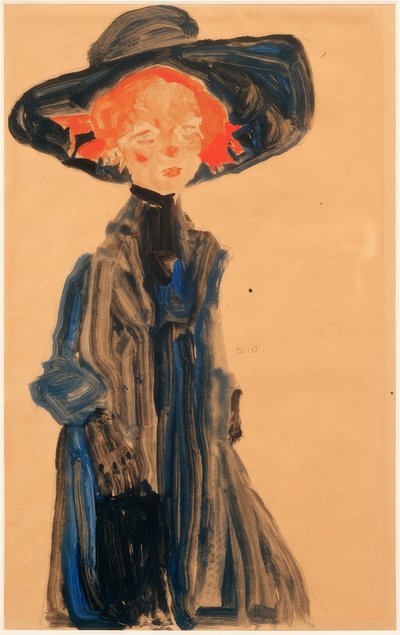 青い服の女の子 作： Egon Schiele