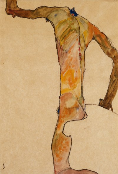 男性ヌード; Mannlicher Akt、1910 作： Egon Schiele