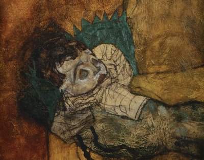 二人の子供を持つ母親（キャンバスに描かれた絵） 作： エゴンシーレ